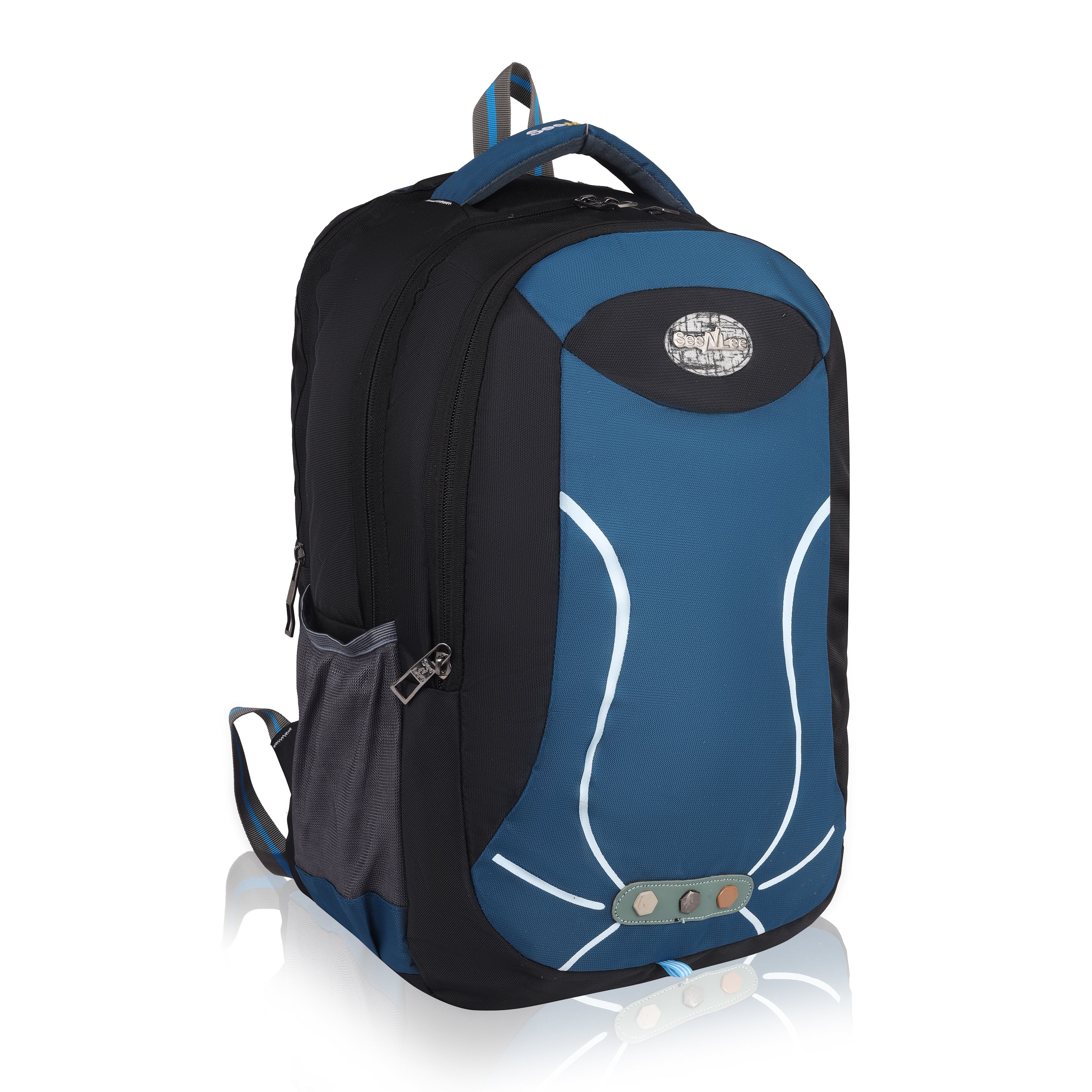 Reflective Stripes Backpack with Unique Button Patch - Stand Out in Style