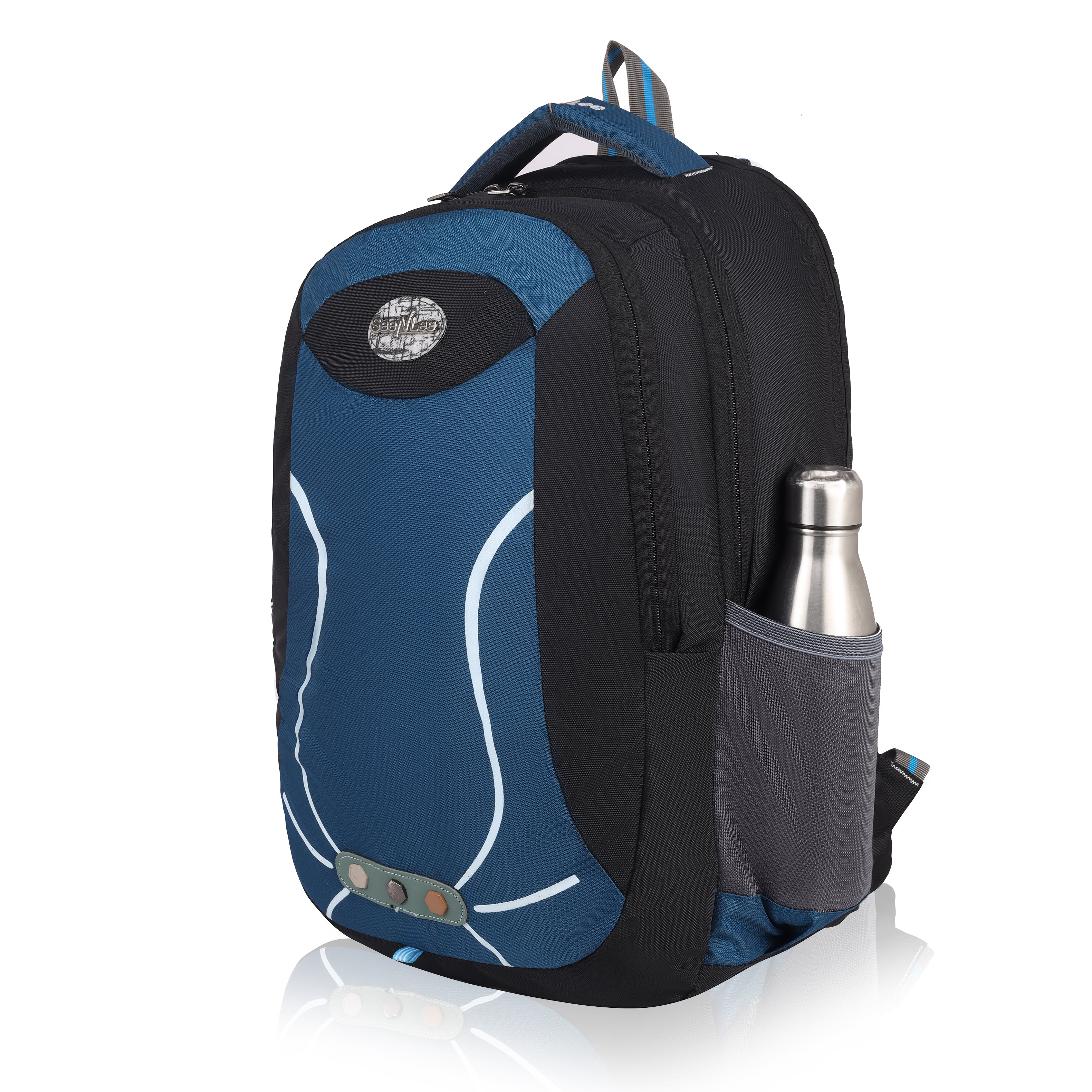 Reflective Stripes Backpack with Unique Button Patch - Stand Out in Style