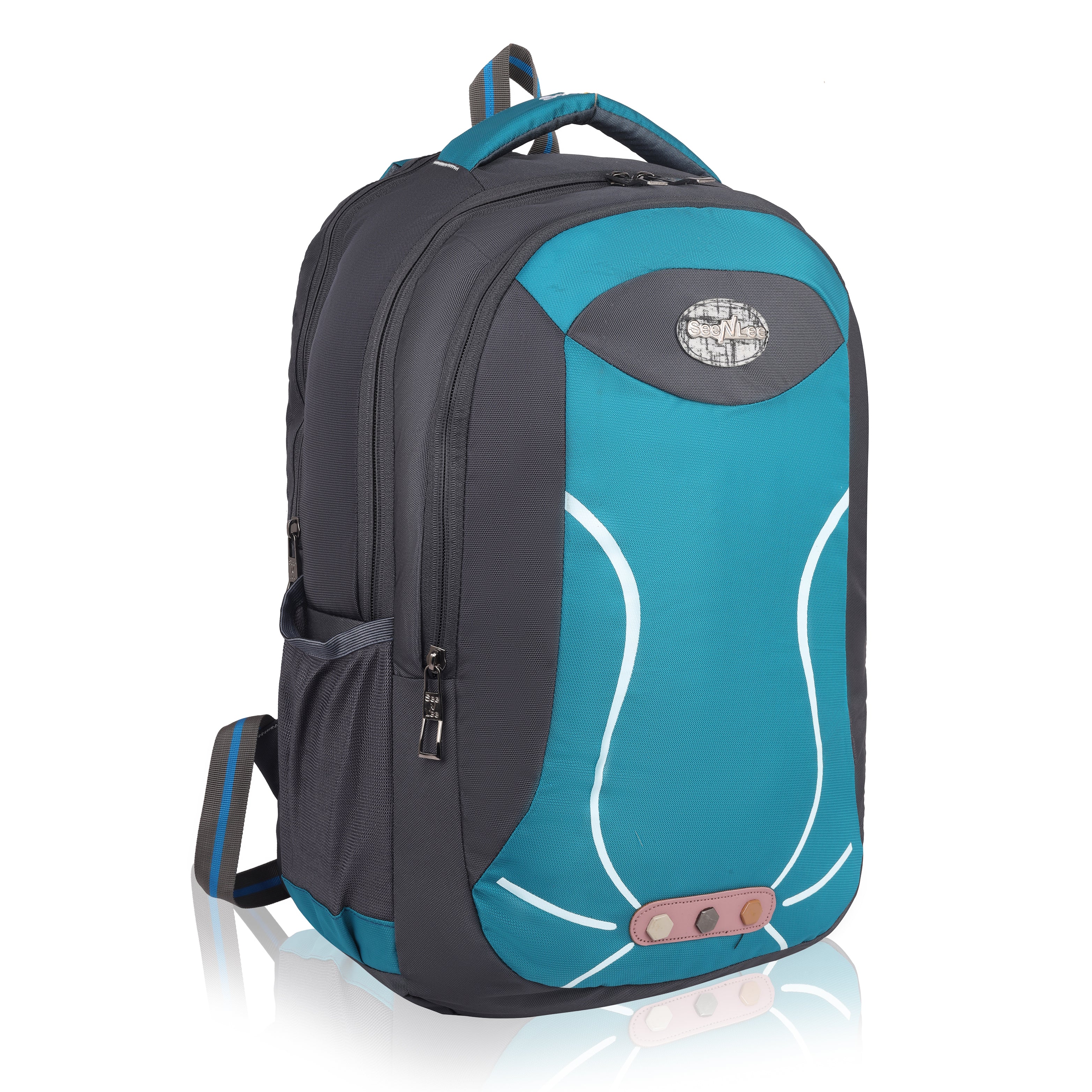 Reflective Stripes Backpack with Unique Button Patch - Stand Out in Style