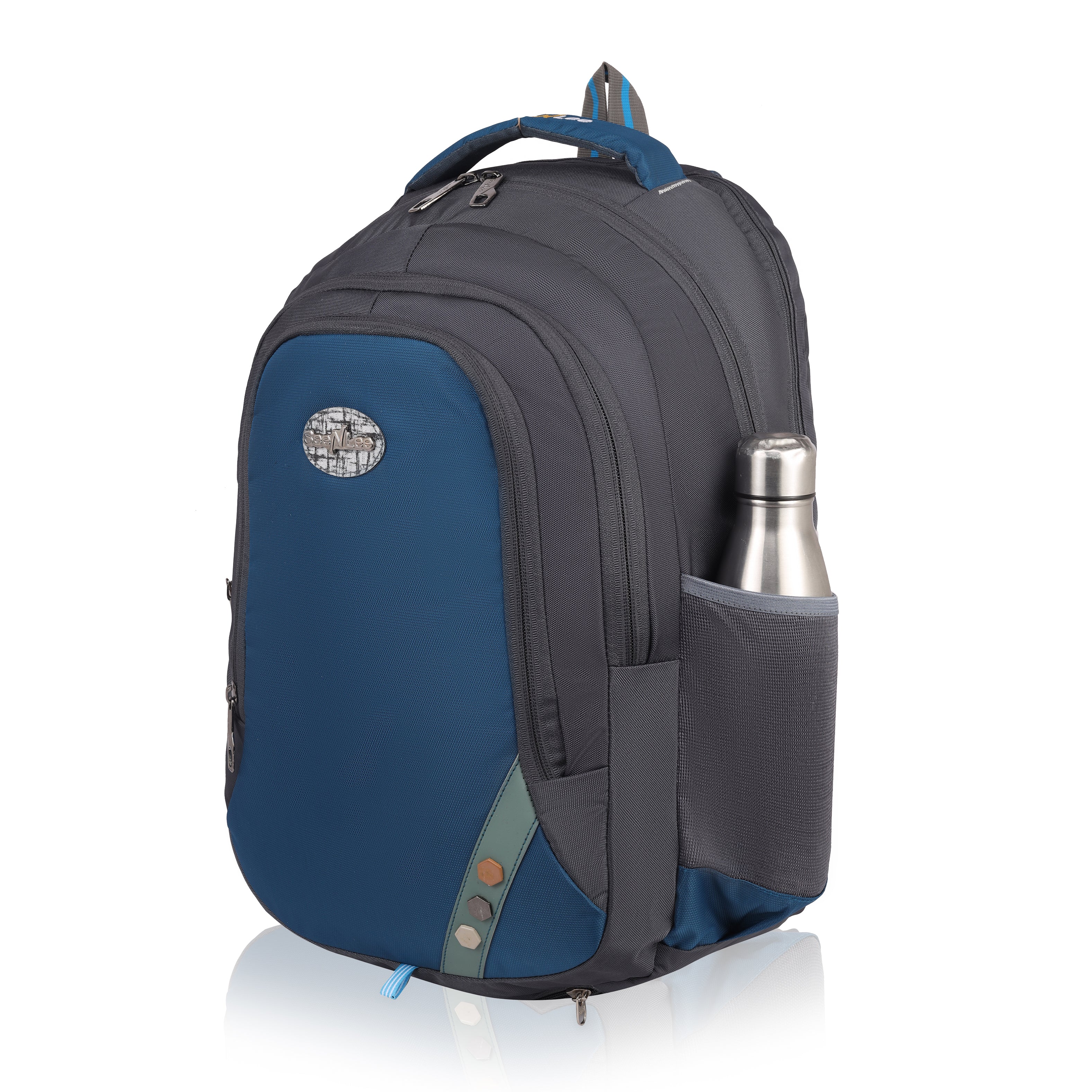 Reflective Stripes Backpack with Unique Button Patch - Stand Out in Style