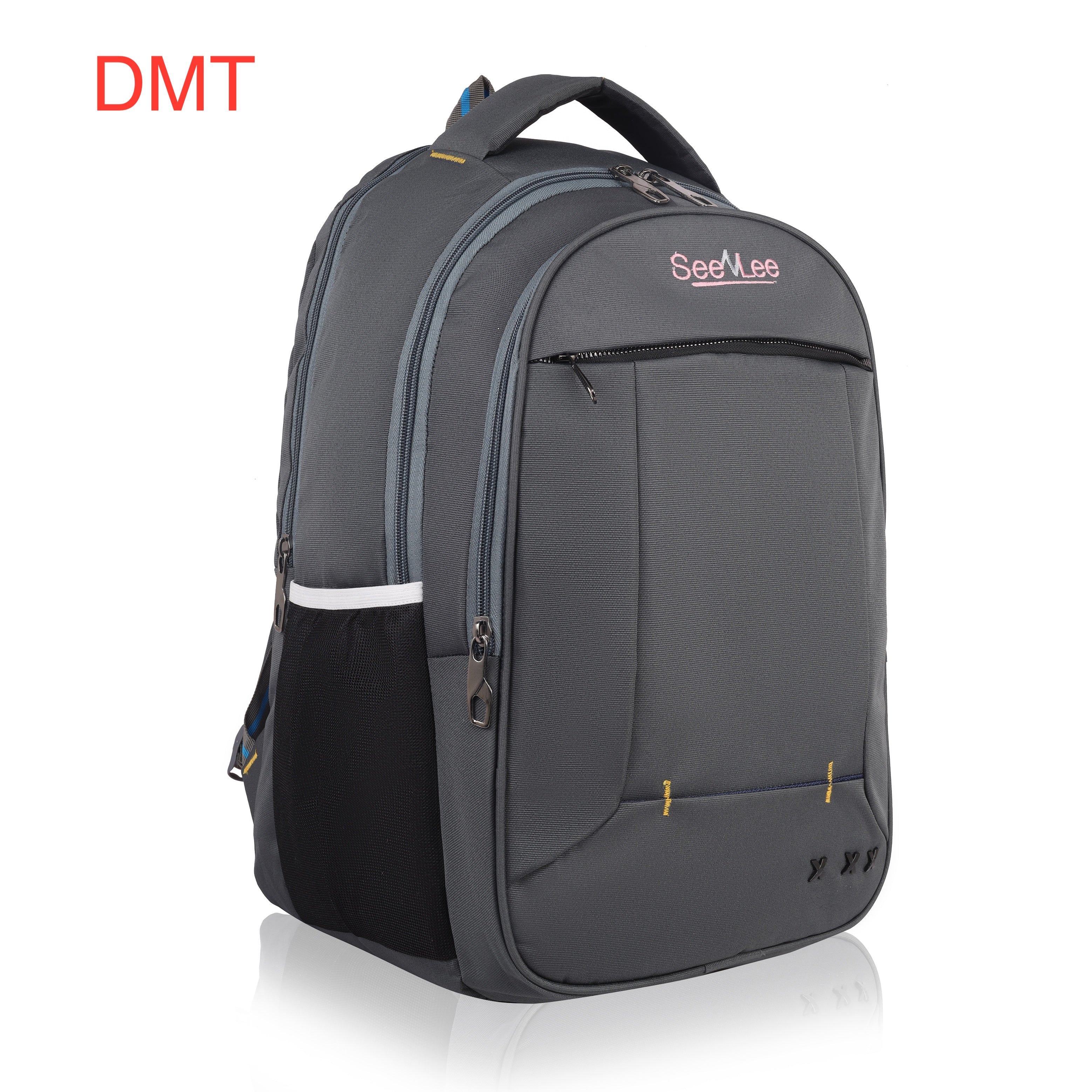 College Smart Backpack Useful for various Uses Solid Grey Colour 4 Chains cool X Design