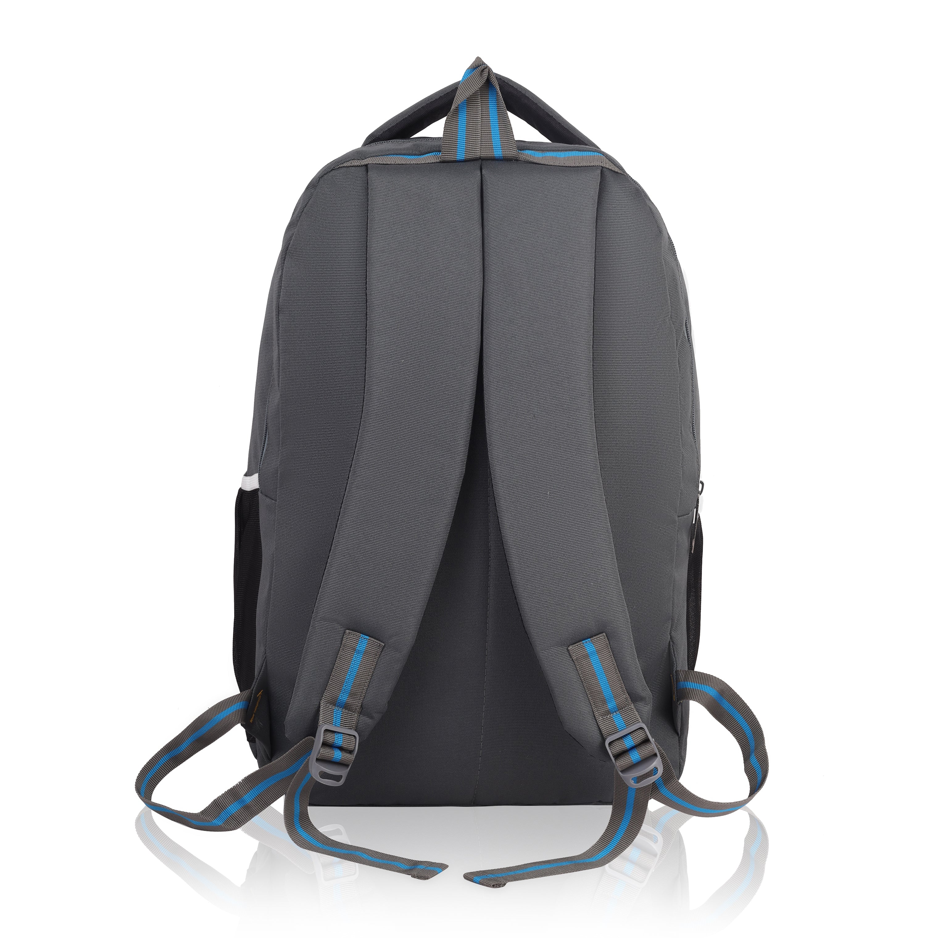 College Smart Backpack Useful for various Uses Solid Grey Colour 4 Chains cool X Design