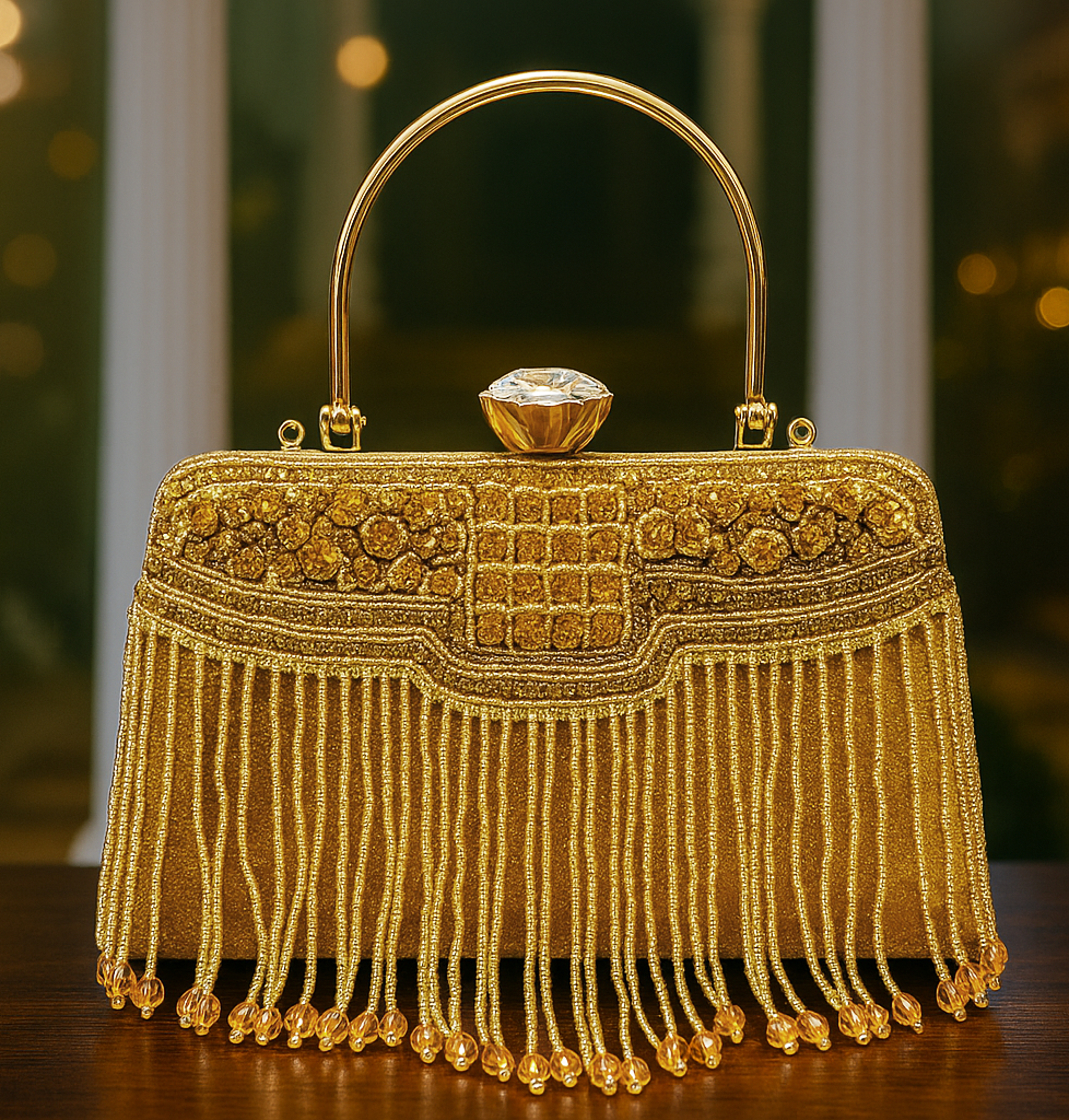 Royal Gold Tassel Clutch