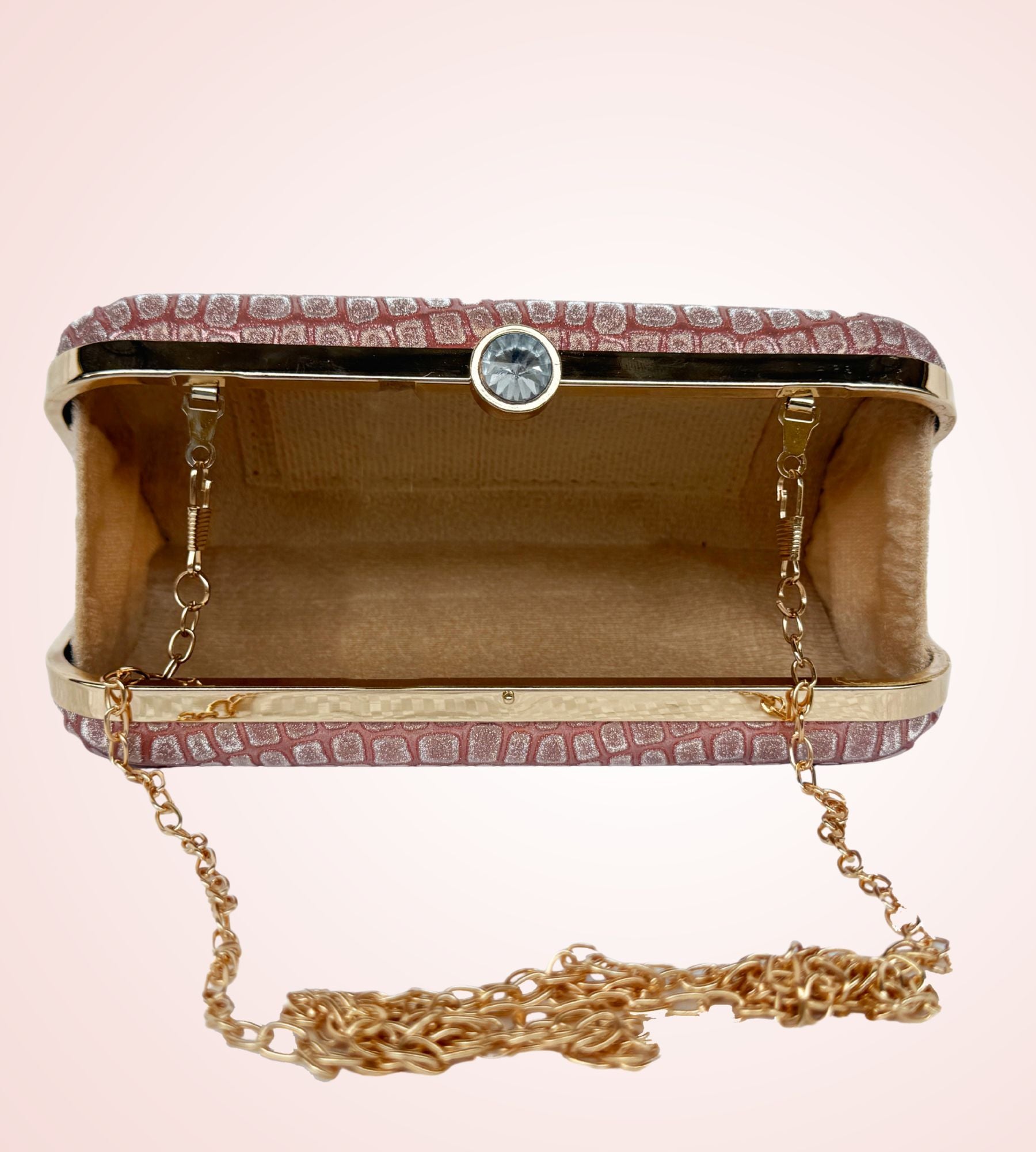 Rose Gold Textured Box Clutch