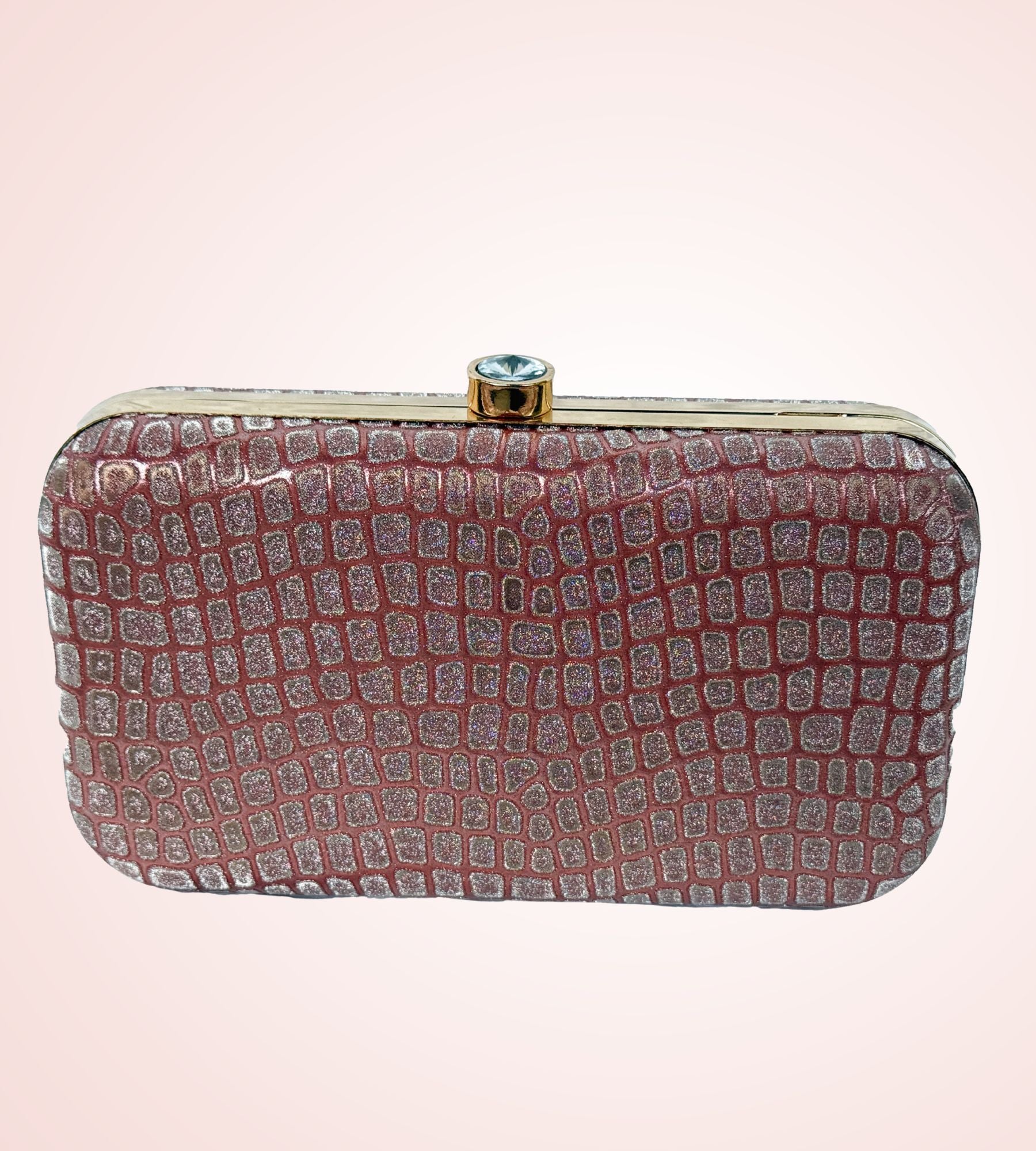 Rose Gold Textured Box Clutch