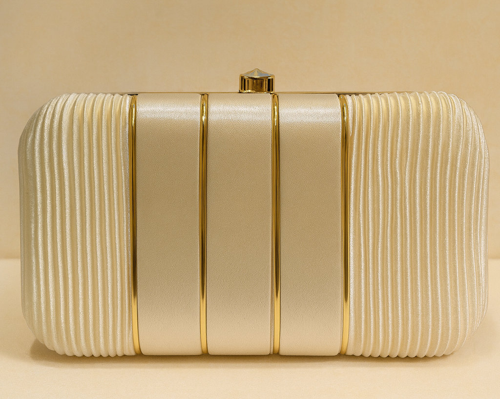 Beige Stripe Clutch