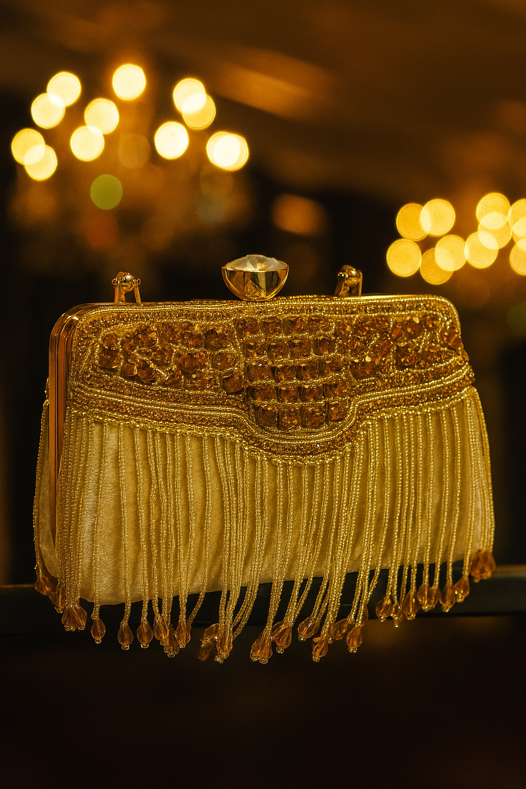 Gold Fringe Ethnic Clutch