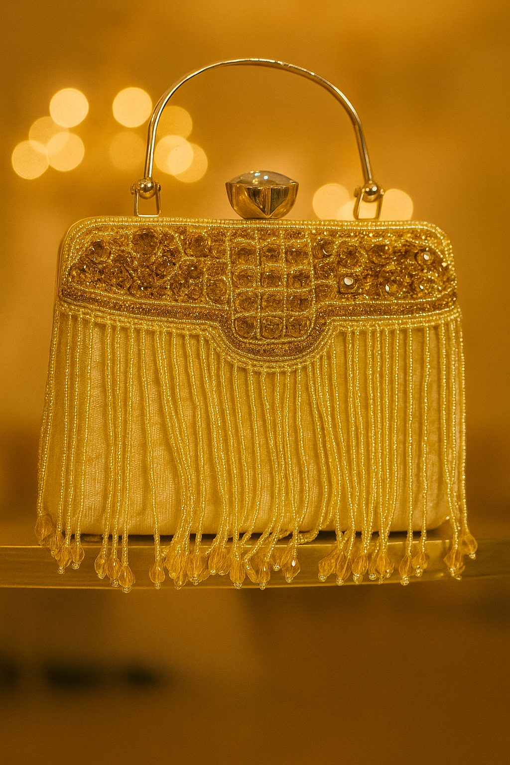 Gold Fringe Ethnic Clutch