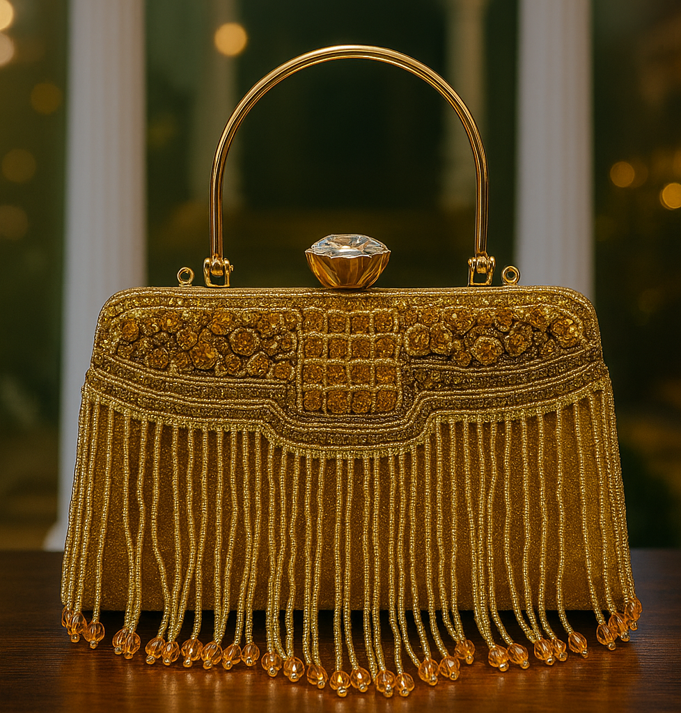 Royal Gold Tassel Clutch