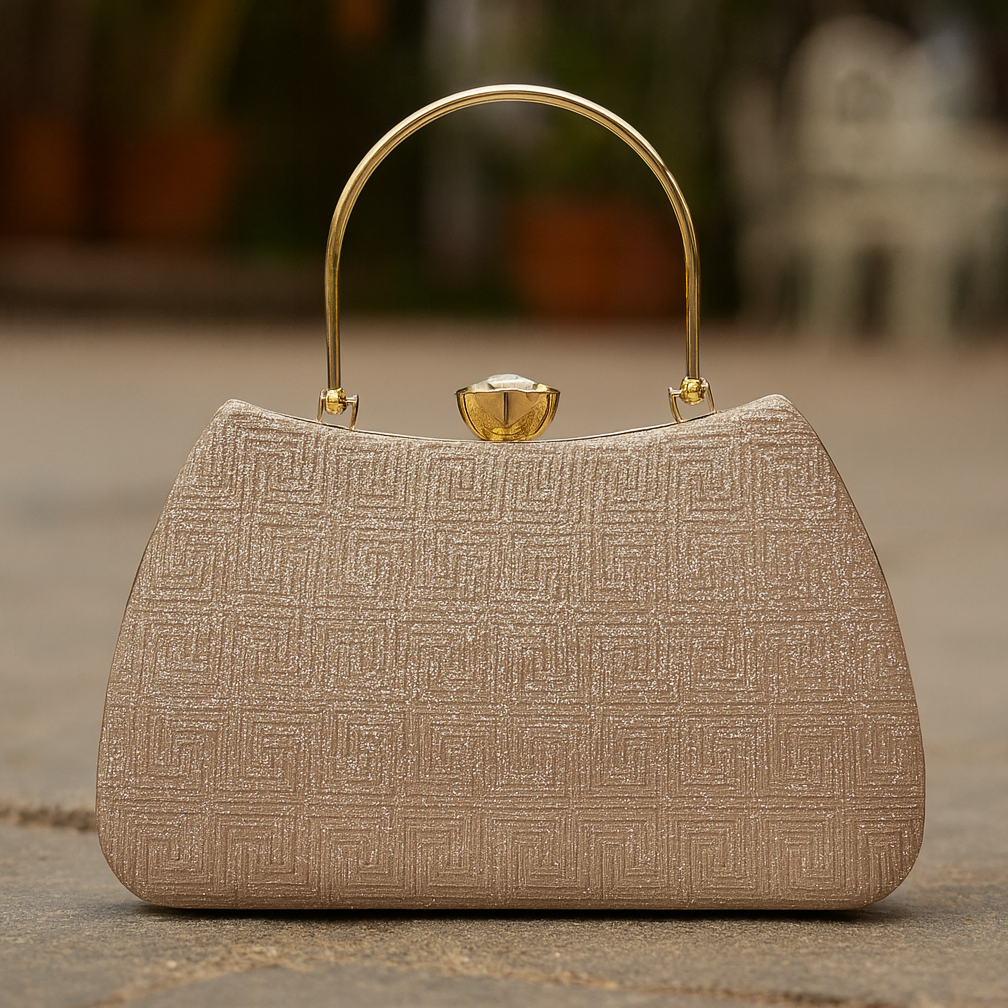 Gold Handle Glitter Clutch