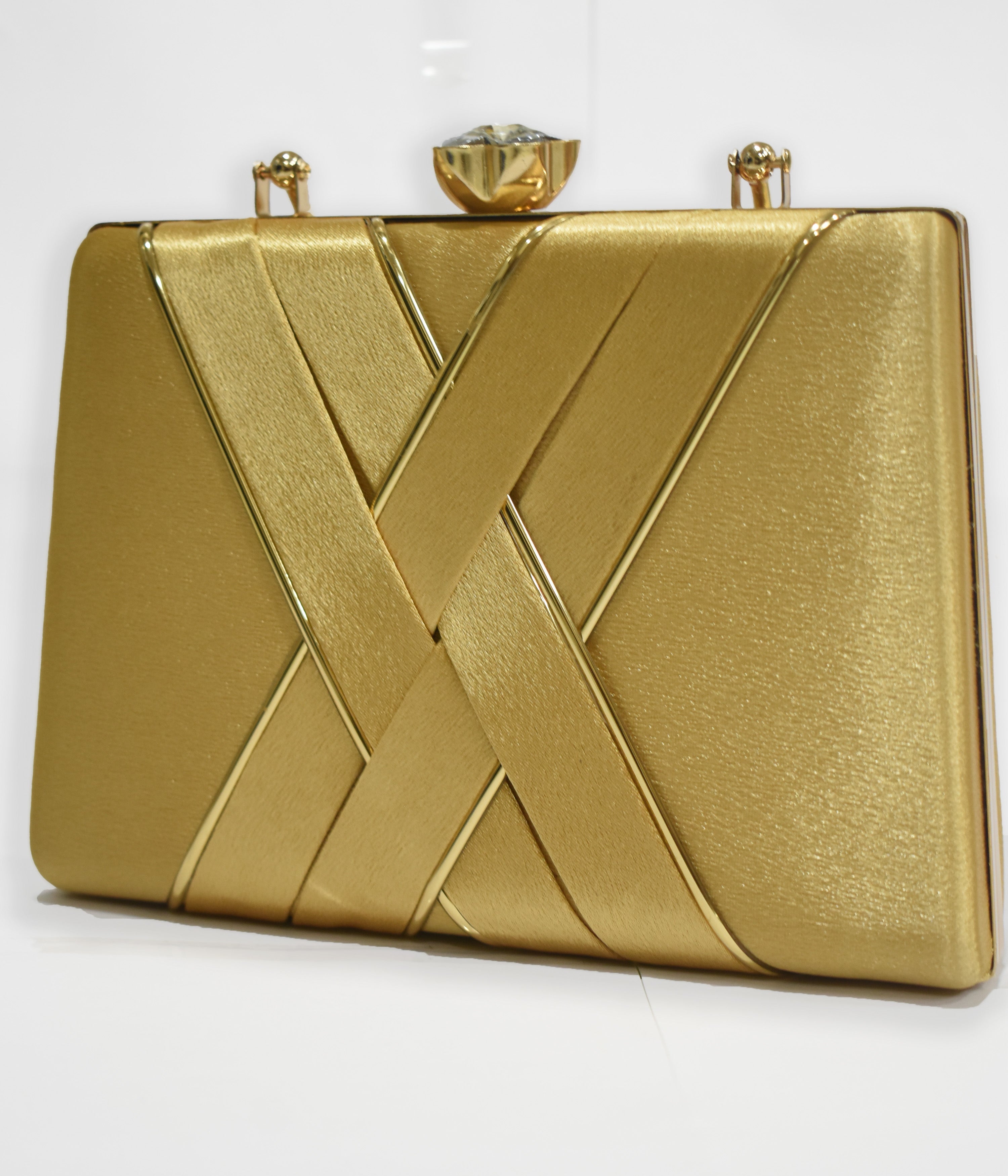Gold Criss Cross Clutch