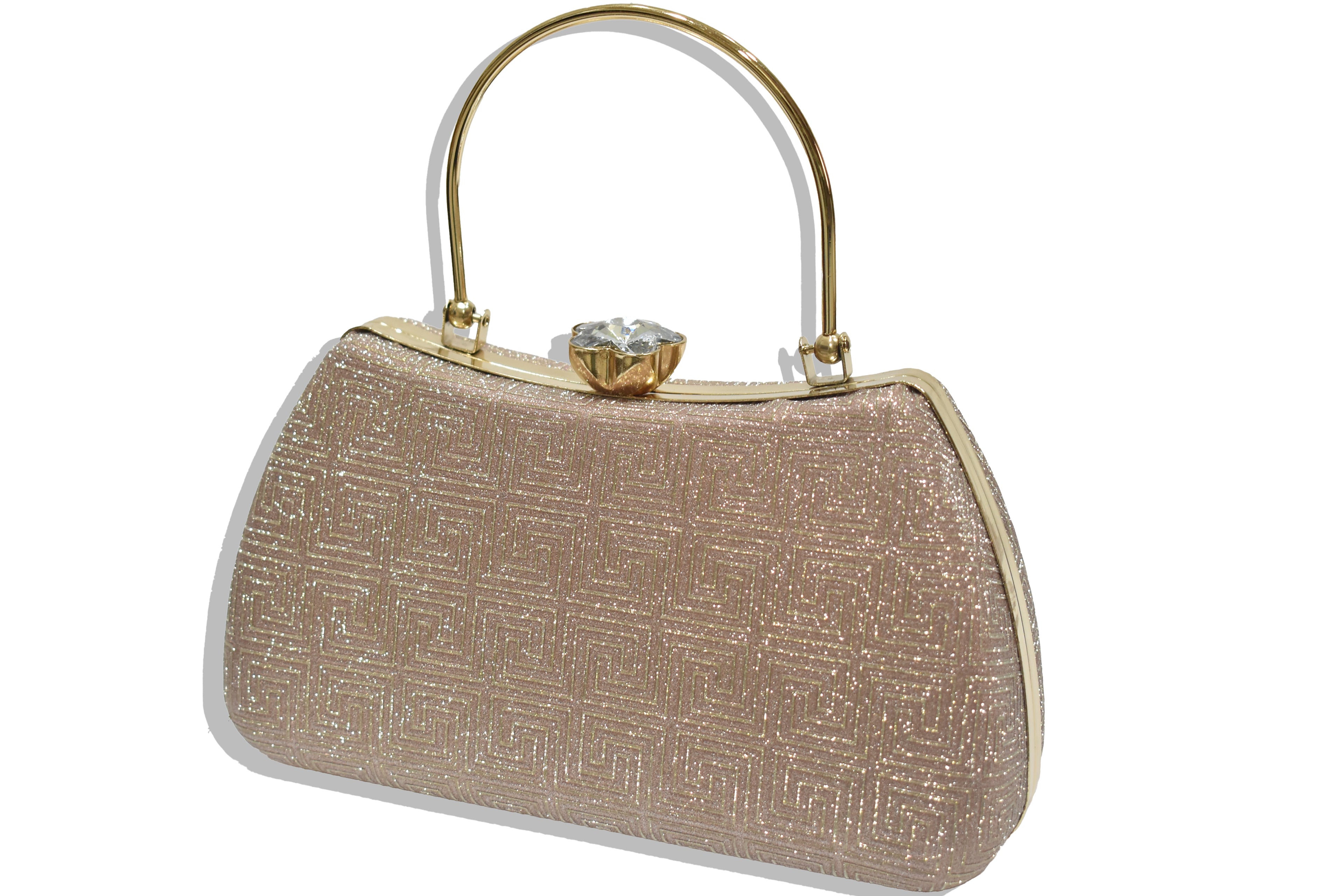 Gold Handle Glitter Clutch