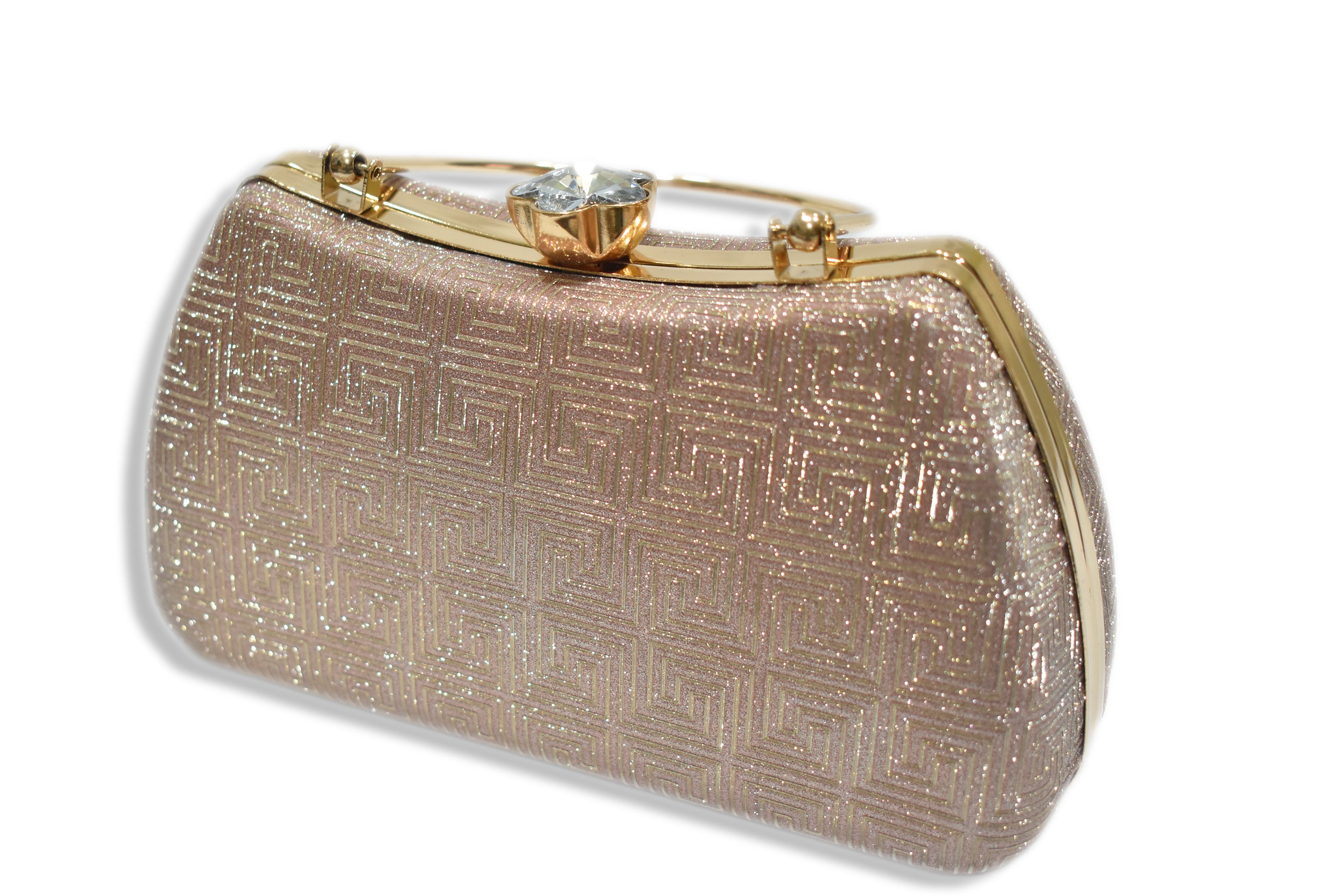 Gold Handle Glitter Clutch