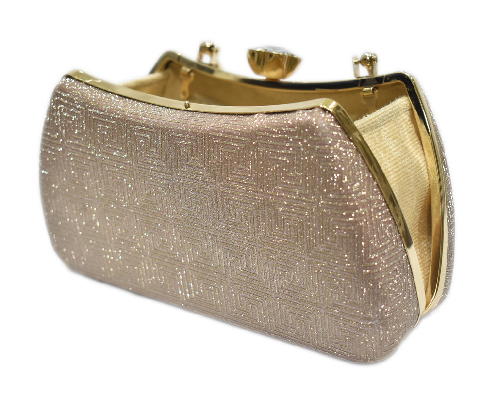 Gold Handle Glitter Clutch