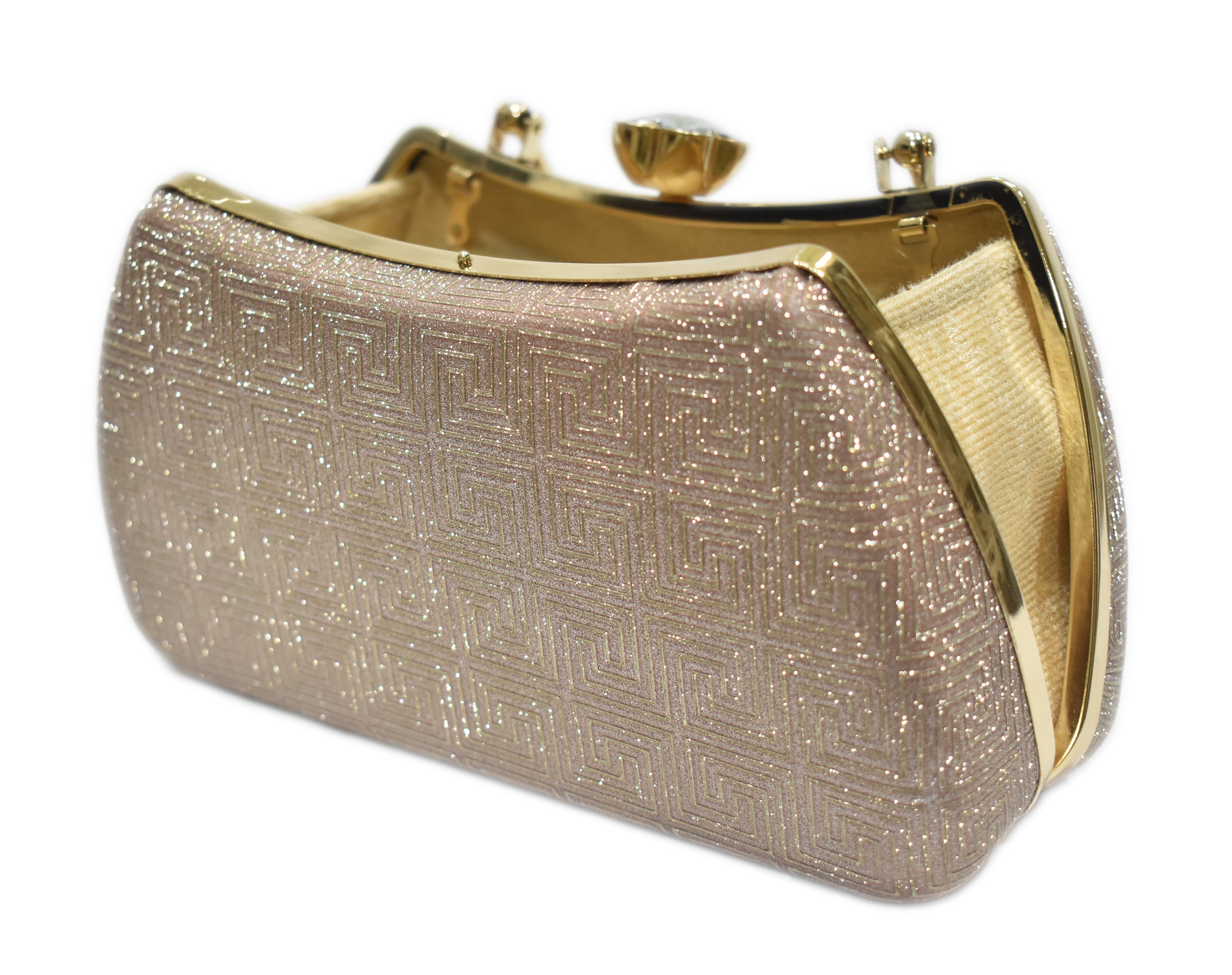 Gold Handle Glitter Clutch