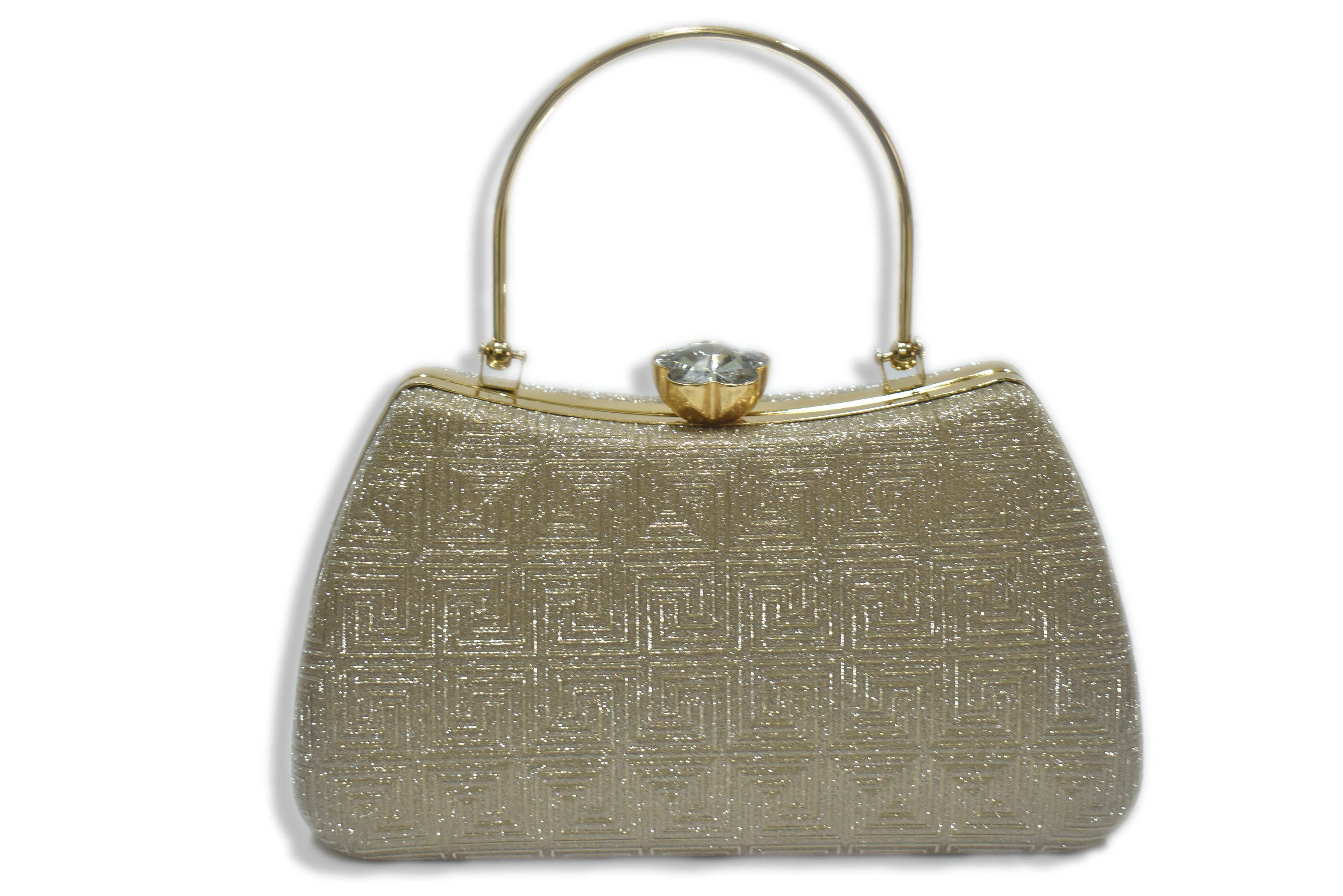 Gold Texture Handle Clutch