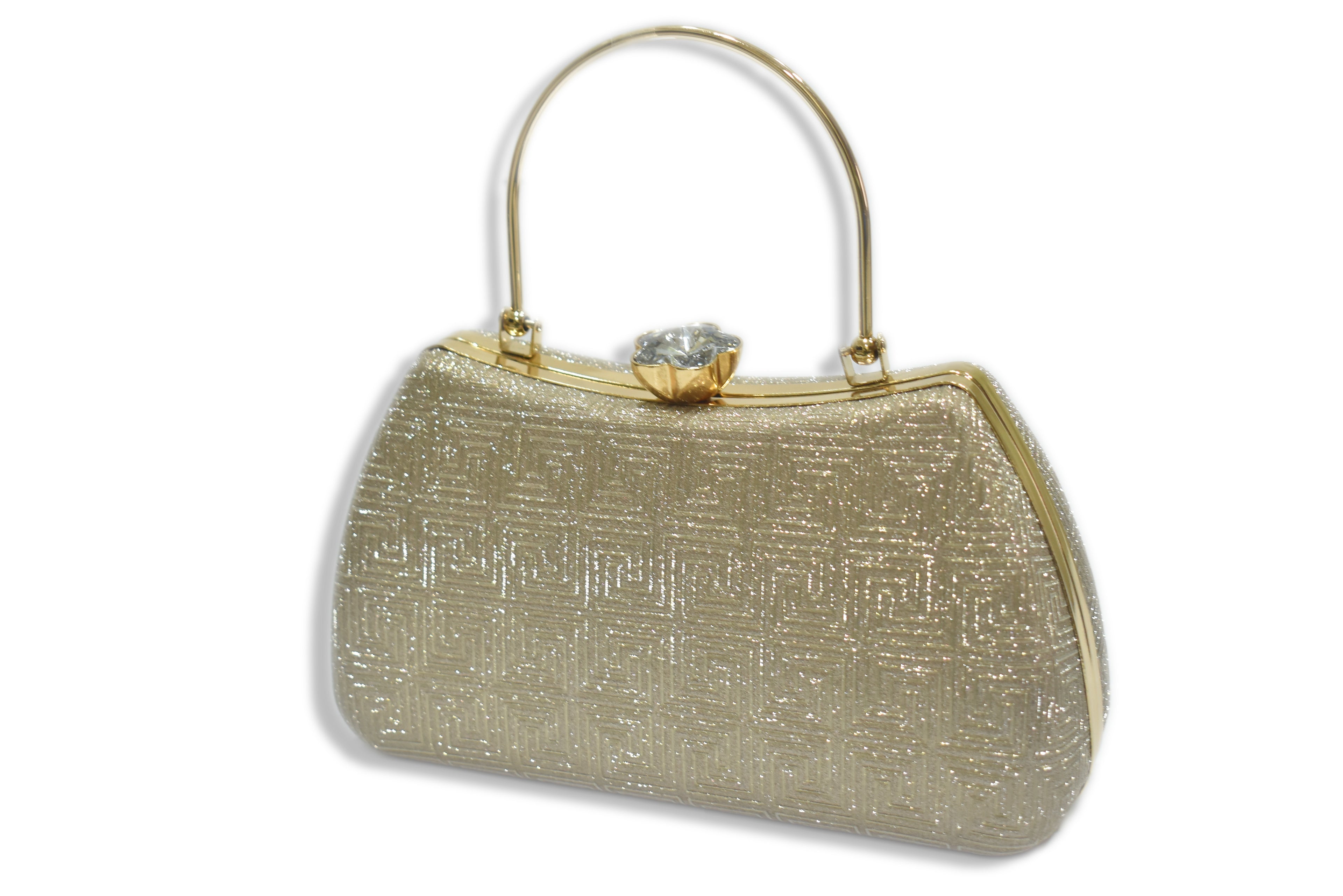 Gold Texture Handle Clutch