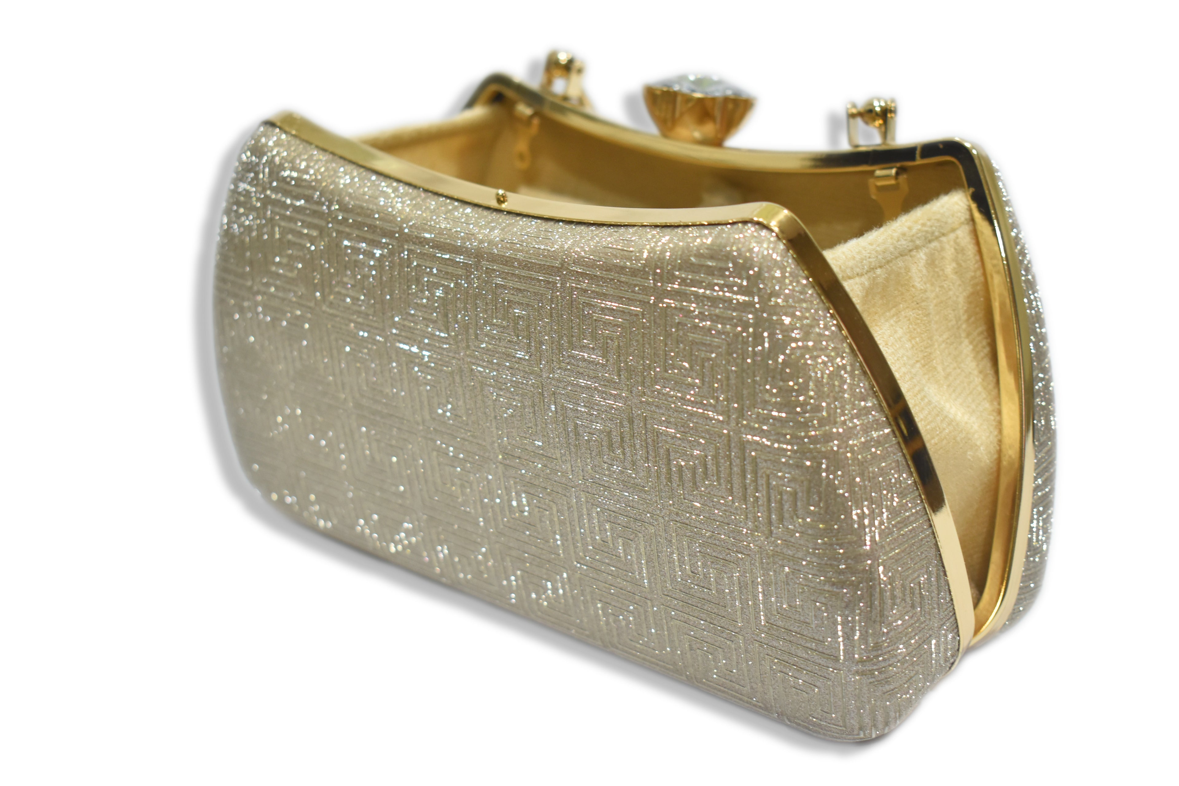Gold Texture Handle Clutch
