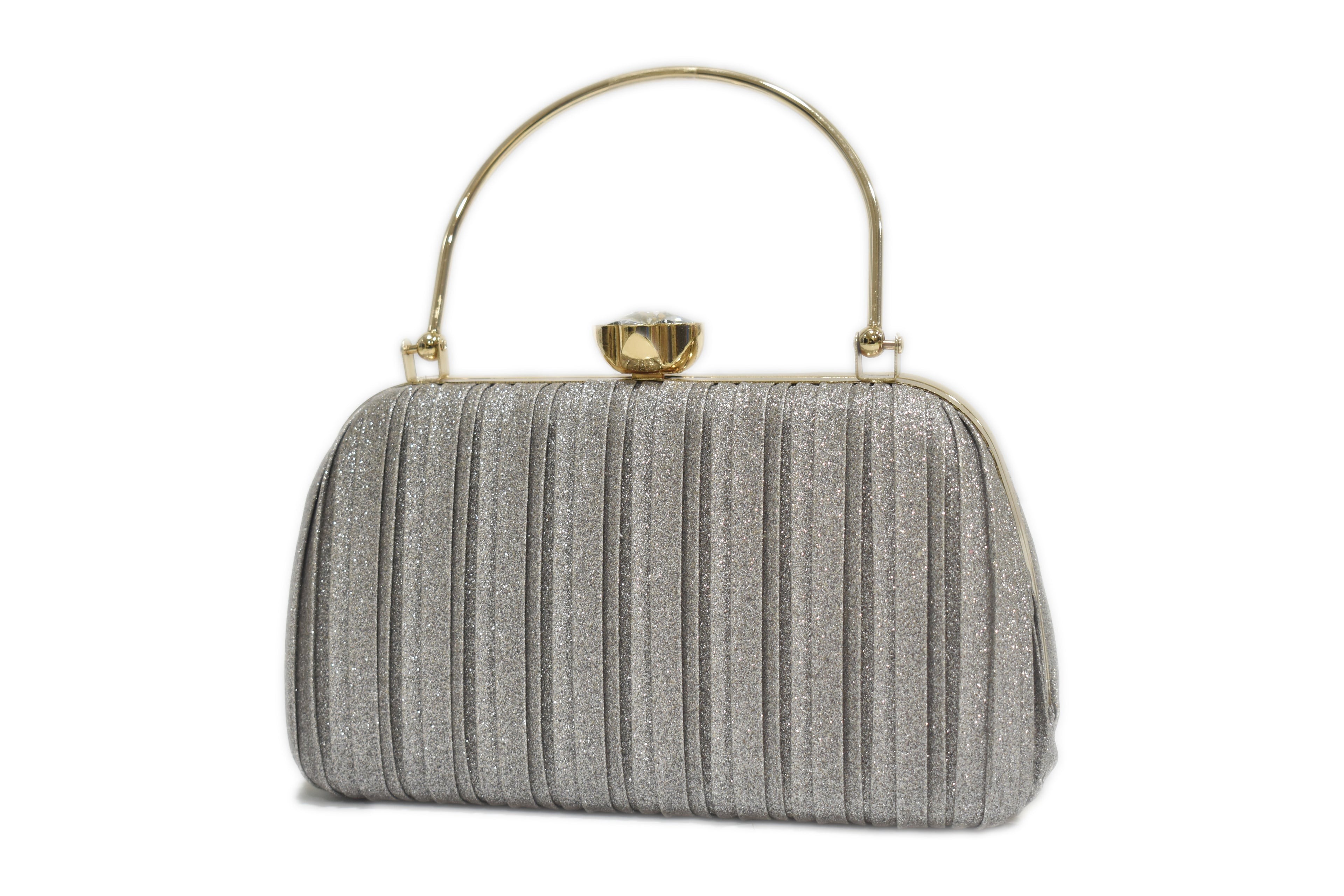 Silver Pleated Clutch