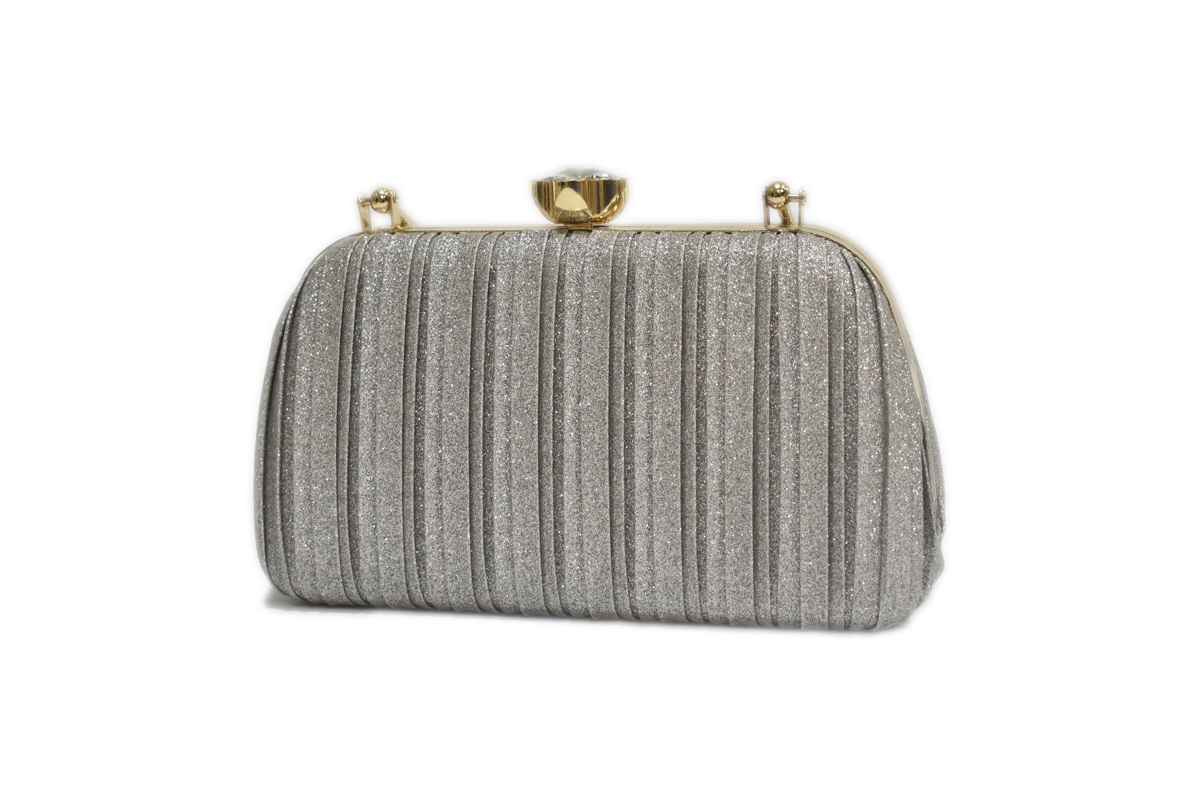 Silver Pleated Clutch