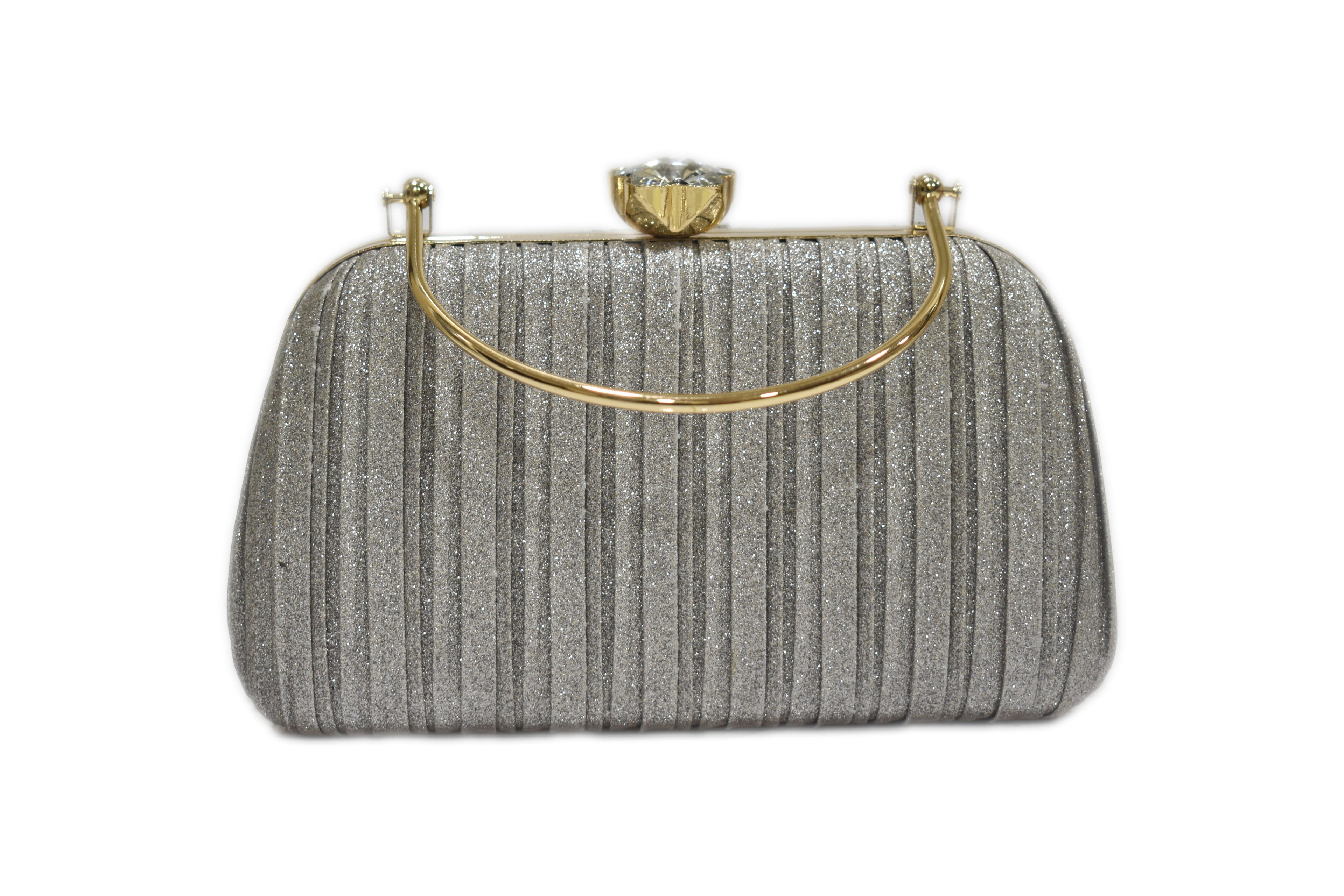 Silver Pleated Clutch