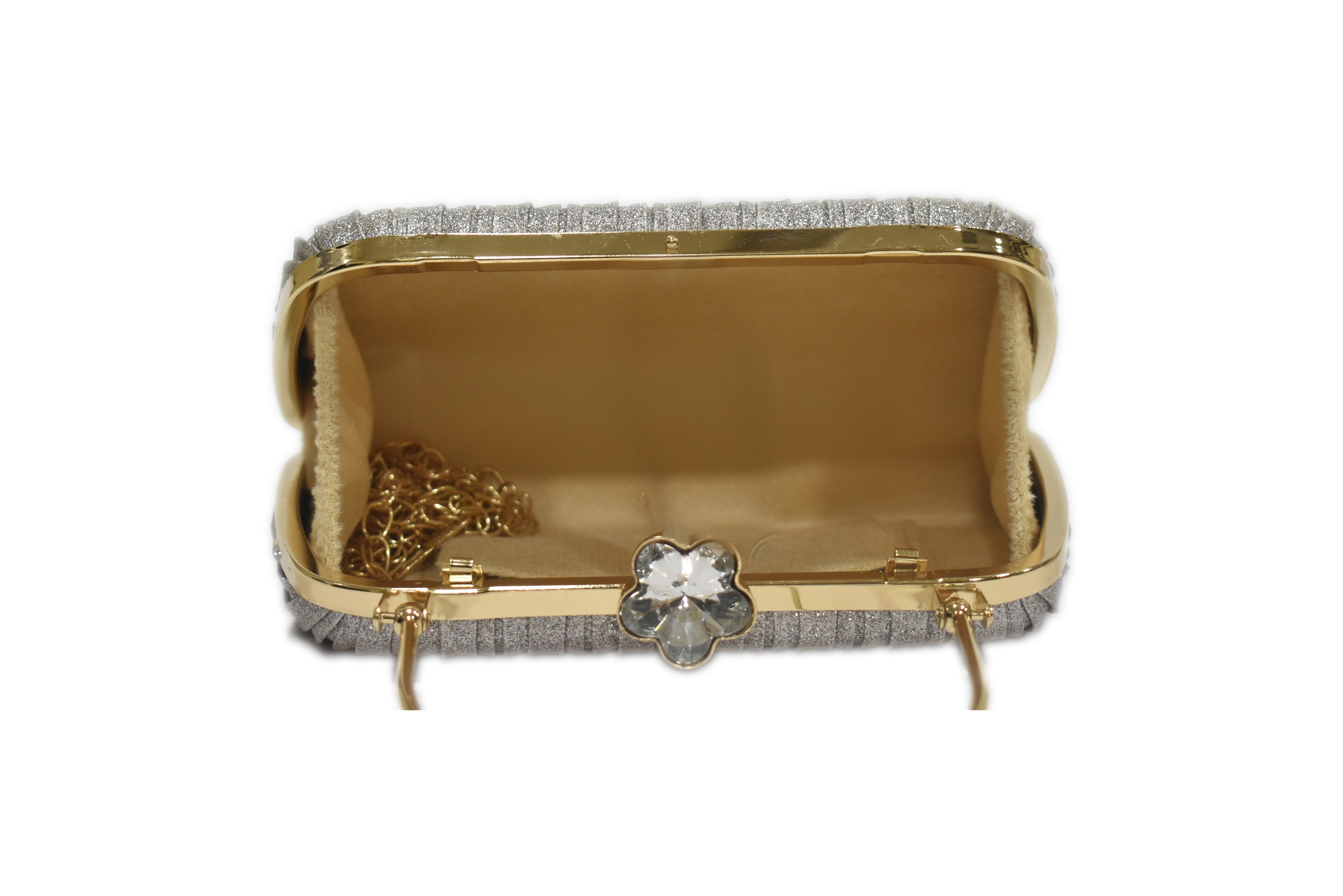 Silver Pleated Clutch