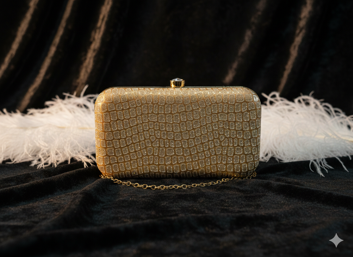 Gold Glitter Party Clutch