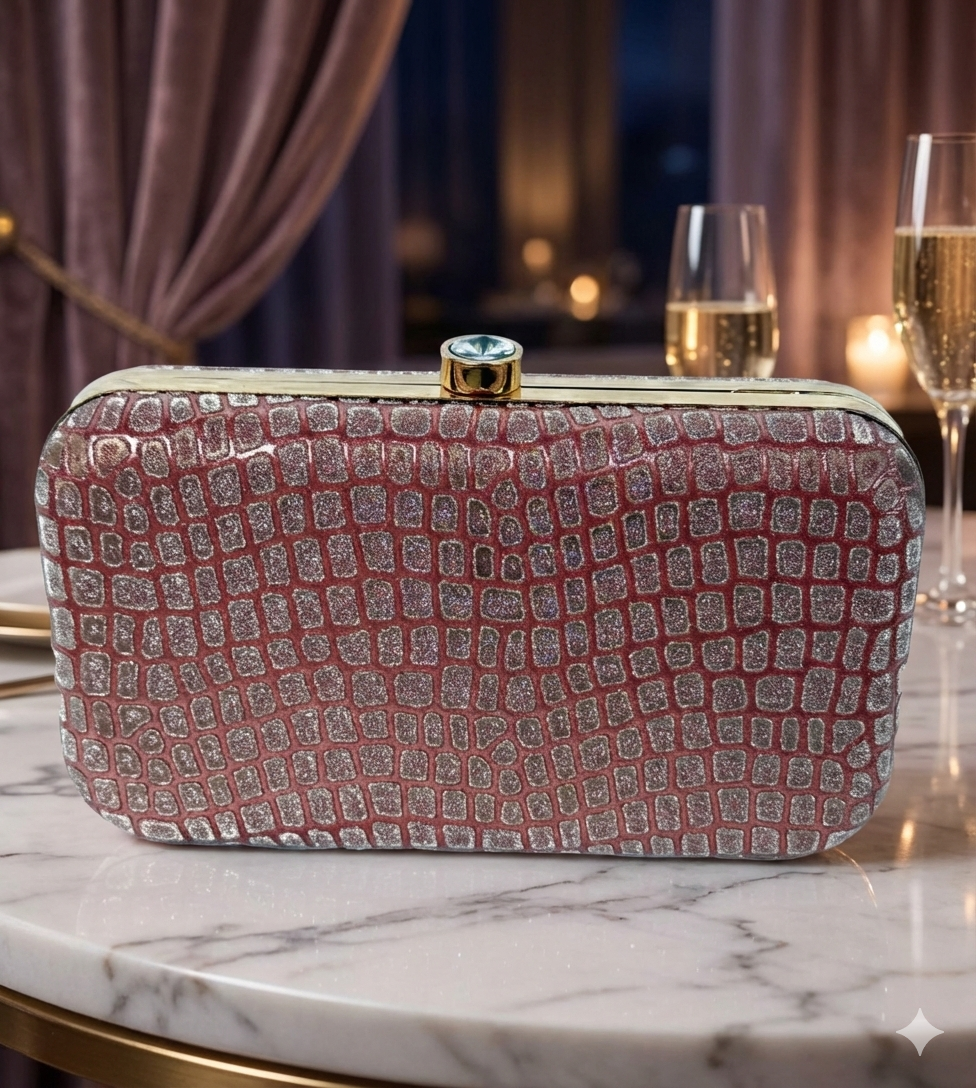 Rose Gold Textured Box Clutch